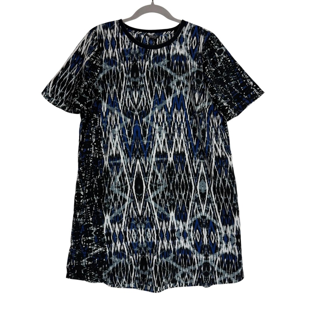 Topshop Dress Womens 8 Multicolor Geometric Short Sleeve T-Shirt Shift Casual
